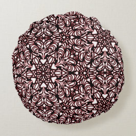 赤と黒のハートデザイン装飾用クッション ラウンドクッション