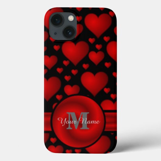 赤と黒のハートパターパーソナライズされたン Case-Mate iPhoneケース (裏面)