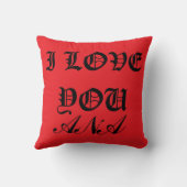 赤と黒のハートパターン愛 クッション (裏面)