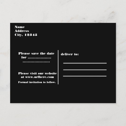 赤と黒のハートフォイル見た甘い16日付を保存 案内ポストカード (裏面)