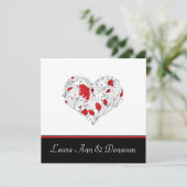 赤と黒のハートポスト結婚式招待状 招待状 (スタンド正面)
