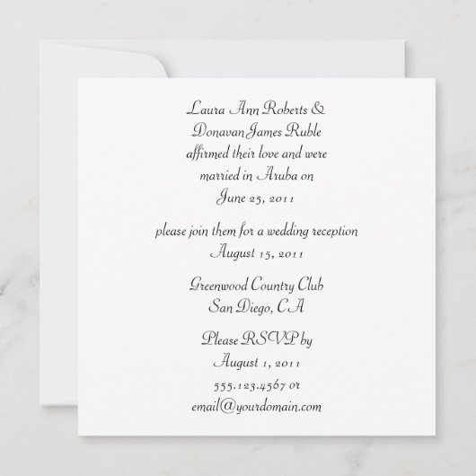 赤と黒のハートポスト結婚式招待状 招待状 (裏面)