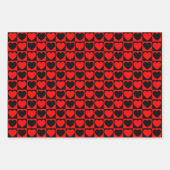 赤と黒のハートラッピング紙シート ラッピングペーパーシート (正面)