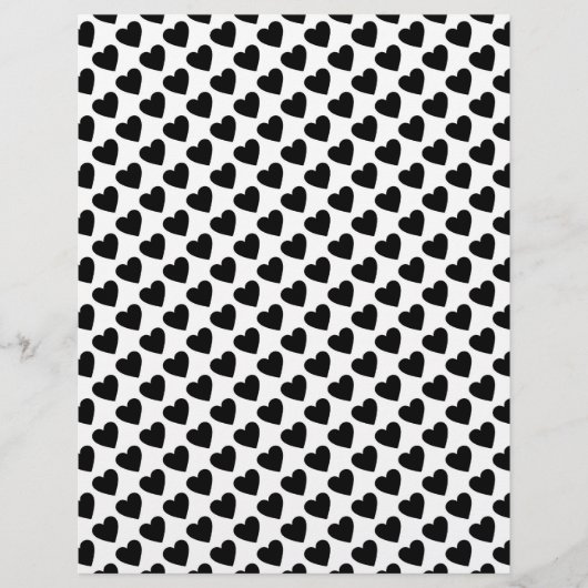 赤と黒のハートラブスクラパターン(の模様が)あるップブック紙 (正面)