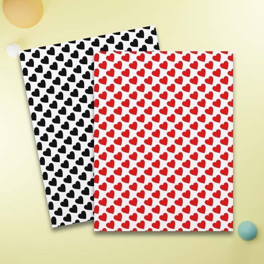 赤と黒のハートラブスクラパターン(の模様が)あるップブック紙