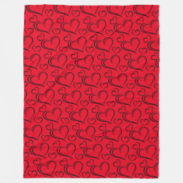 赤と黒のハート大シェルパ毛布 フリースブランケット