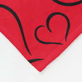 赤と黒のハート大シェルパ毛布 フリースブランケット (角)