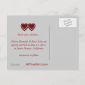 赤と黒のハート日付のはがきを結婚保存 案内ポストカード (裏面)