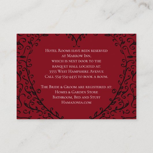 赤と黒のハート結婚ゴシックのエンクロージャカード エンクロージャーカード (裏面)