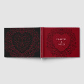 赤と黒のハート結婚ゴシックのゲストブック ゲストブック (全面)