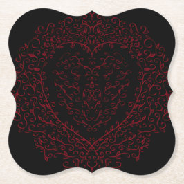 赤と黒のハート結婚ゴシックのコースター ペーパーコースター