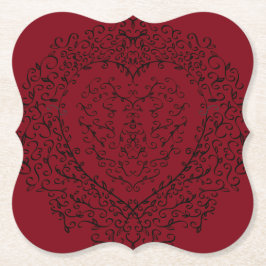 赤と黒のハート結婚ゴシックのコースター ペーパーコースター