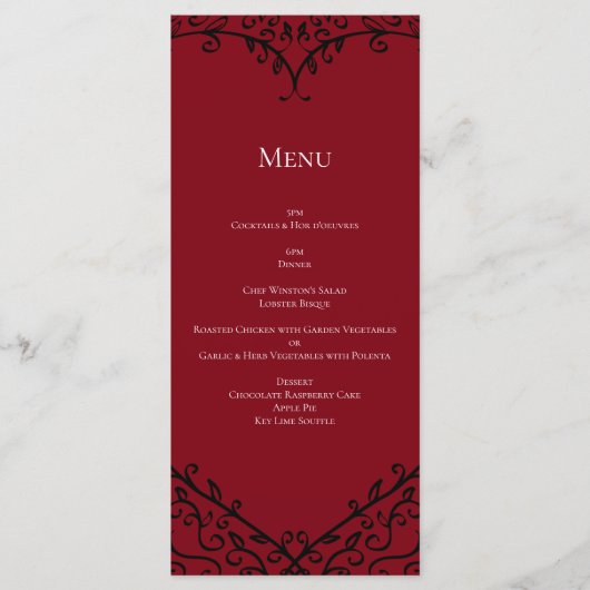 赤と黒のハート結婚ゴシックのメニュー メニュー (正面)