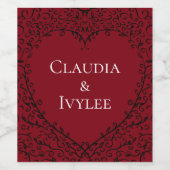 赤と黒のハート結婚ゴシックのワインラベル ワインラベル (シングルラベル)