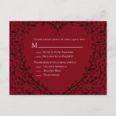 赤と黒のハート結婚ゴシックの返信カード ポストカード (正面)