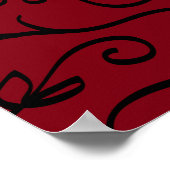 赤と黒のハート結婚ゴシック式のサイン ポスター (角)