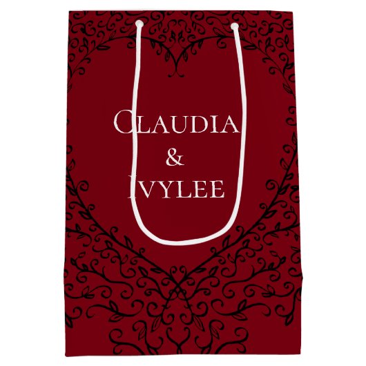 赤と黒のハート結婚ゴシック抱き枕 ミディアムペーパーバッグ (裏面)