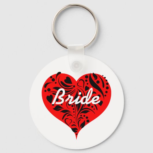 赤と黒のハート キーホルダー (正面)