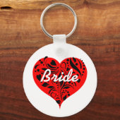 赤と黒のハート キーホルダー (正面)