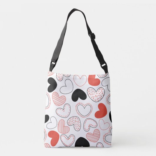 赤と黒のハート クロスボディバッグ (裏面)