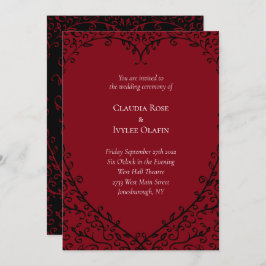 赤と黒のハート ゴシックウェディング招待状 招待状