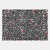 赤と黒のハート ラッピングペーパーシート (正面)