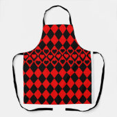 赤と黒のハーレクインパターンとハートエプロン エプロン (正面)