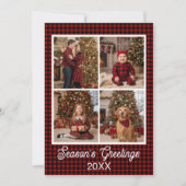 赤と黒のバイカラーのカスタムネームとテキスト入りブルファロープレイド シーズンカード (正面)