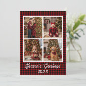 赤と黒のバイカラーのカスタムネームとテキスト入りブルファロープレイド シーズンカード (スタンド正面)