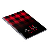 赤と黒のバイカラーオンブレ モノグラム ノートブック (右側)