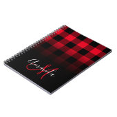 赤と黒のバイカラーオンブレ モノグラム ノートブック (左側)