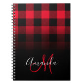 赤と黒のバイカラーオンブレ モノグラム ノートブック (正面)