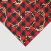 赤と黒のバイソン柄と金の鹿の角 薄葉紙 (詳細)