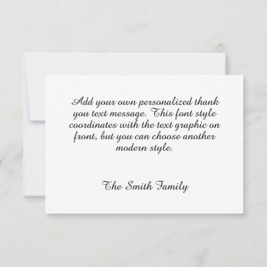 赤と黒のバイソン柄 エレガントなカリグラフィー サンキューカード (裏面)