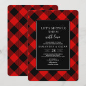 赤と黒のバイソン柄 招待状 (正面/裏面)