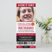 赤と黒のバスケットボール卒業パーティー招待状 招待状 (スタンド正面)