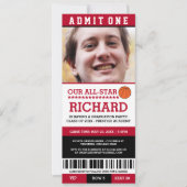 赤と黒のバスケットボール卒業パーティー招待状 招待状 (正面)