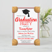 赤と黒のバスケットボール卒業式パーティー 招待状 (スタンド正面)