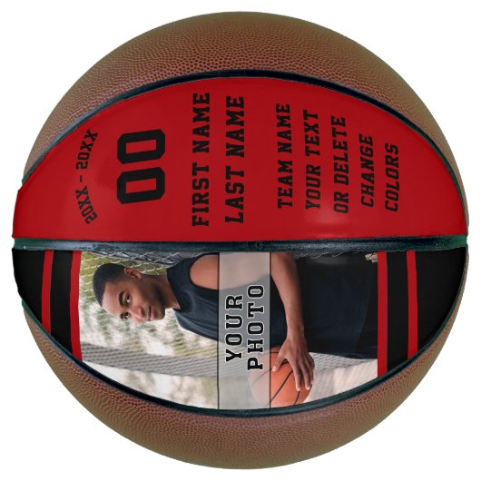 赤と黒のバスケットボール、フォトフルサイズまたはミニ バスケットボール (正面)