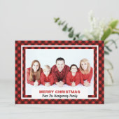 赤と黒のバッファローのチェックMerry Christmas写真 シーズンカード (スタンド正面)