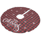 赤と黒のバッファローのプレイドと雪片 フェイクリネンツリースカート (アングル)