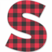 赤と黒のバッファローのプレイドはっきりしたモノグラムS シール (正面)