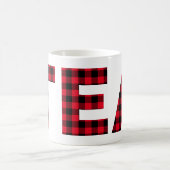 赤と黒のバッファローのプレイドはっきりしたレターティー コーヒーマグカップ (中央)