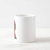 赤と黒のバッファローのプレイドはっきりしたレターRモノグラム コーヒーマグカップ (中央)