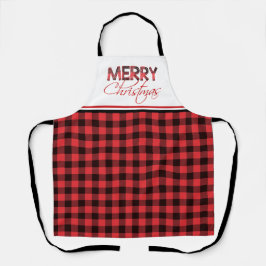 赤と黒のバッファローのプレイドクリスマスエプロン エプロン