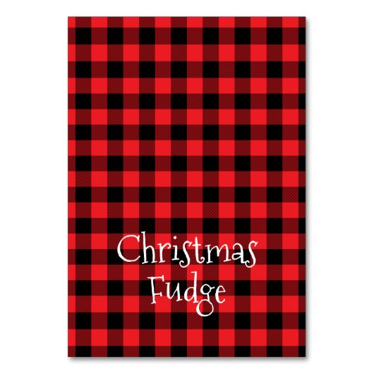 赤と黒のバッファローのプレイドクリスマスフードカード テーブルナンバー (正面)