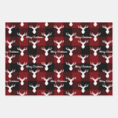 赤と黒のバッファローのプレイドクリスマス ラッピングペーパーシート (正面)