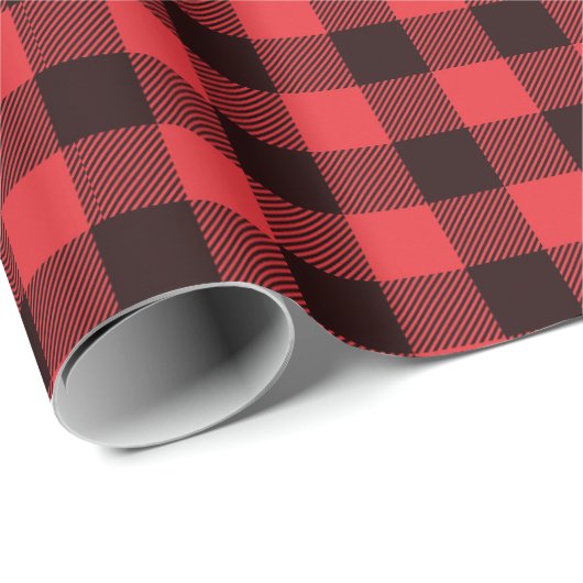赤と黒のバッファローのプレイドクリスマス ラッピングペーパー (ロールコーナー)
