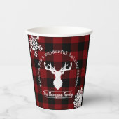 赤と黒のバッファローのプレイドクリスマス 紙コップ (正面)