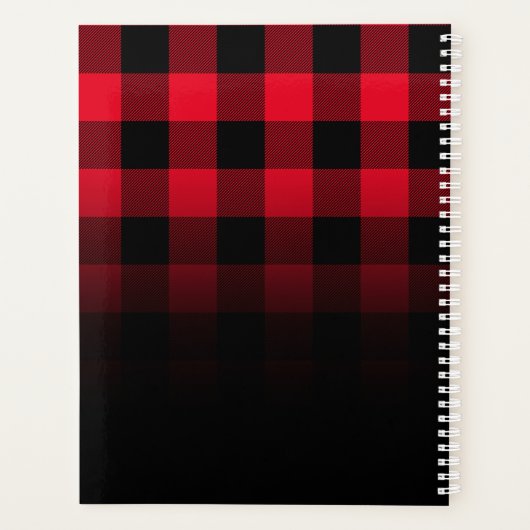 赤と黒のバッファローのプレイドグラデーションモノグラム プランナー手帳 (裏面)